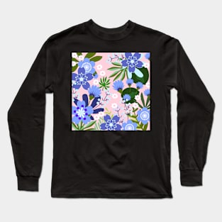 Forget-Me-Not Blooms_Millennial Pink Background Long Sleeve T-Shirt